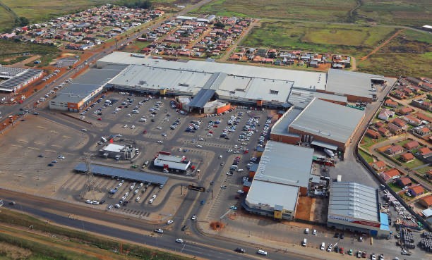 Aerial view of a shopping centre